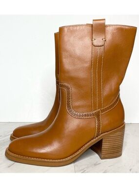 New! Dolce Vita Colette Brown Leather Heeled Boot 6 1/2